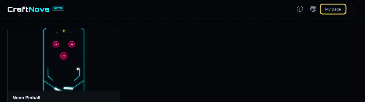 Click "My page" in the top-right corner