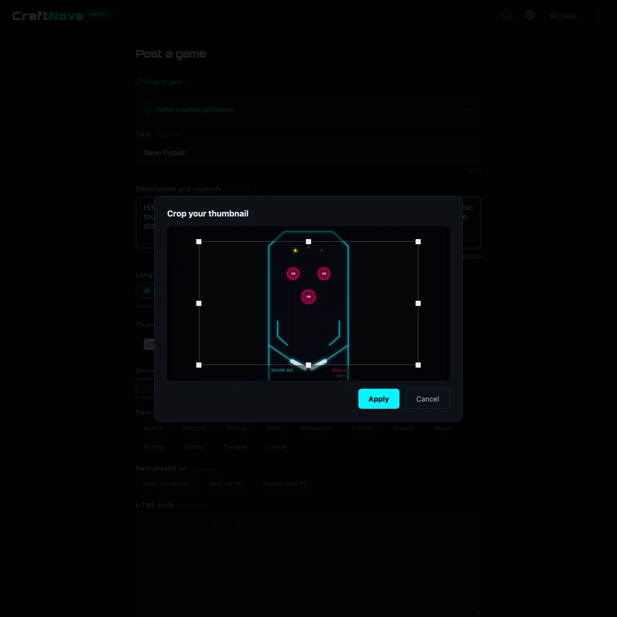 Move the frame to choose the area to show