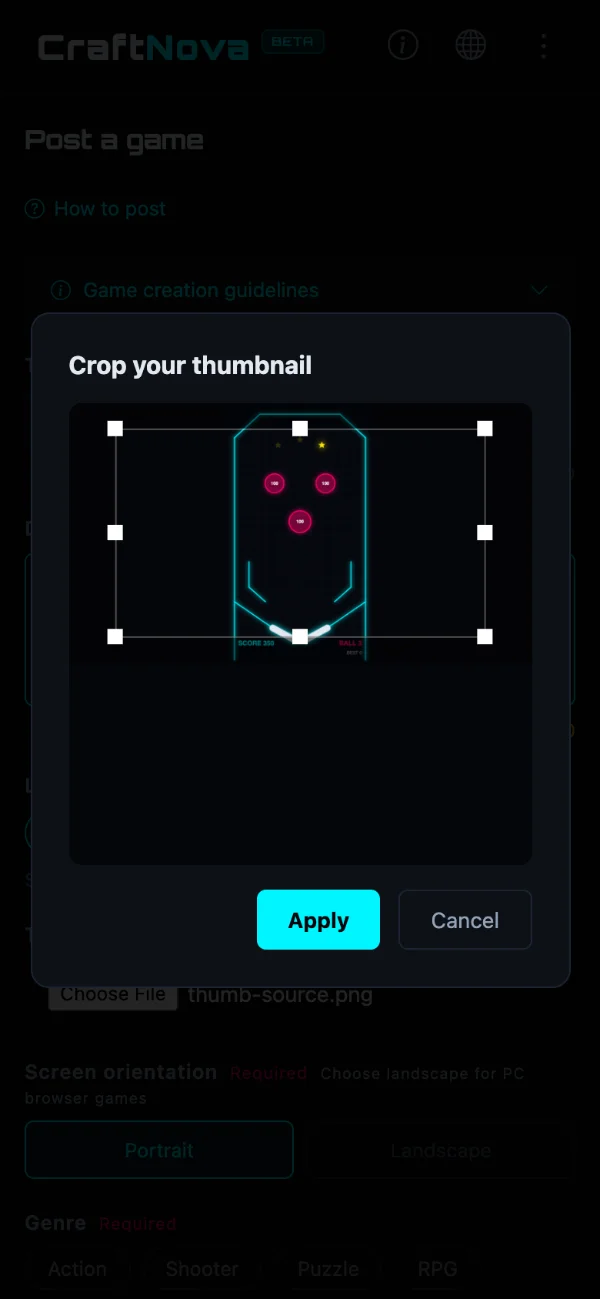 Move the frame to choose the area to show